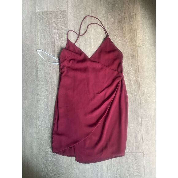 NWOT Maroon Faux Wrap Mini Dress Size‎ Small - Picture 1 of 5